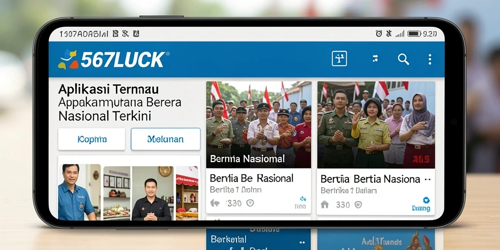 Antarmuka aplikasi 567LUCK untuk berita nasional yang informatif.