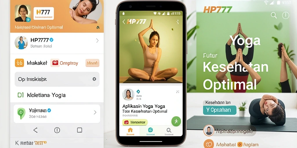 Antarmuka aplikasi HP777 dengan berbagai pilihan pose Yoga.