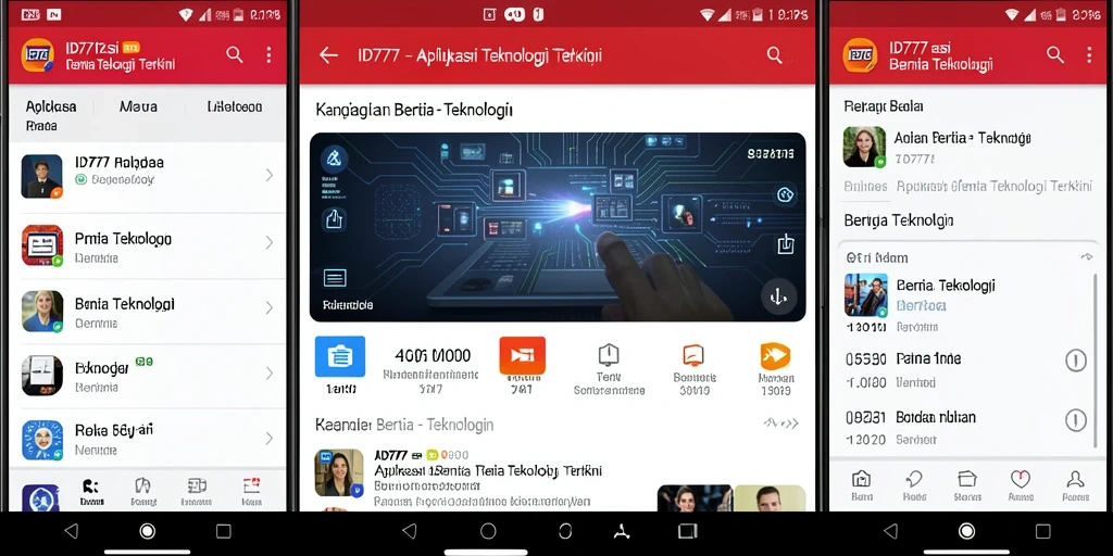Antarmuka aplikasi ID777 dengan berita teknologi terkini dan menarik.