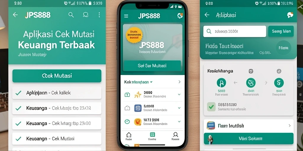 Tampilan antarmuka aplikasi JPS888 untuk cek mutasi keuangan.