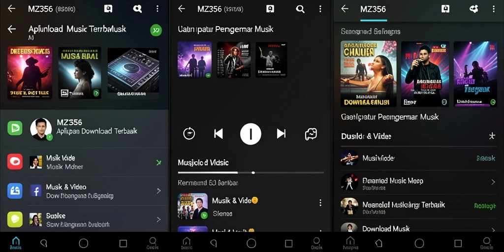Tampilan antarmuka MZ356 untuk unduhan musik yang mudah digunakan.