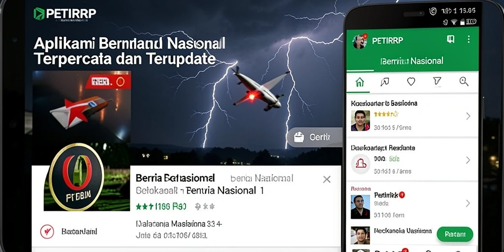 Tampilan antarmuka aplikasi PETIRRP menampilkan berita nasional terkini.