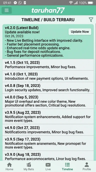 Riwayat Versi Aplikasi Taruhan77 untuk Pengguna Android